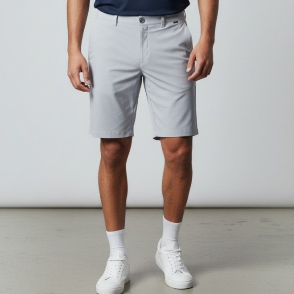 TravisMathew Mens Grey Performance Golf Shorts Size 38 Micro Texture Stretch